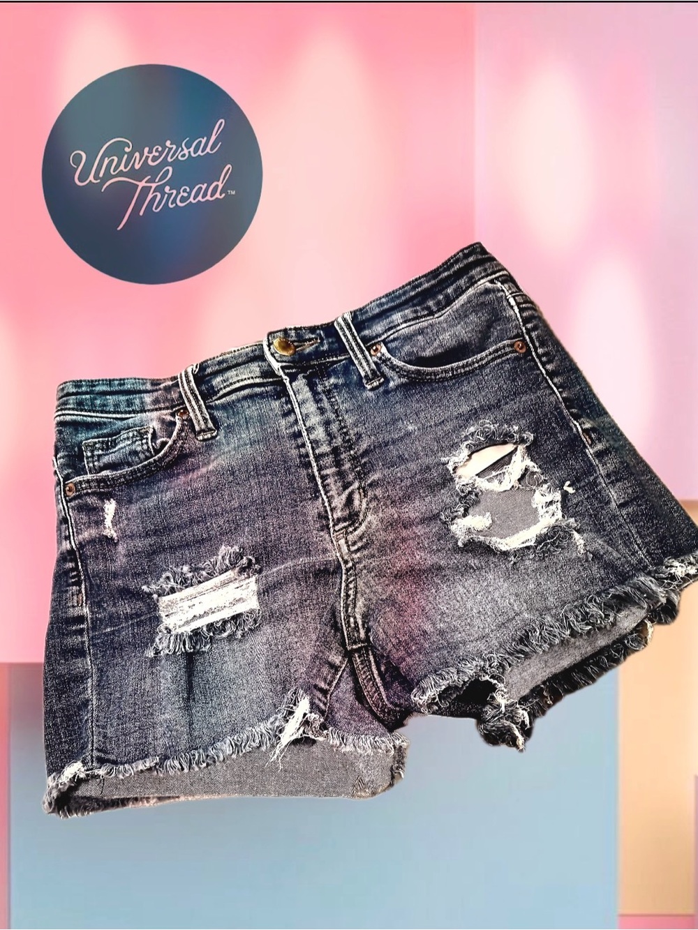 Universal Thread® Distressed High-Rise MIDI Denim Shorts